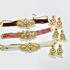 Fareen Jadau Choker Set Pink - The Pashm