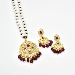 Shehla Jadau Pendant Set Red - The Pashm