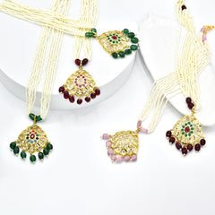 Kausar Jadau Pendant Set Green - The Pashm