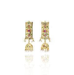 Aamna Jadau Jhumki Earrings - Multicolor