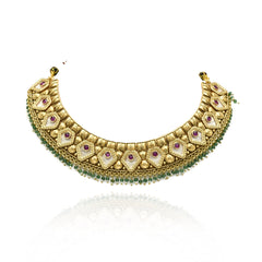 Aarohi Temple Mother-of-Pearl Bridal Necklace - The Pashm