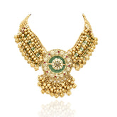 Vasudha Temple Gold Beaded Statement Necklace - The Pashm