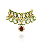 Siara Teardrop Pendant Uncut Kundan Choker Set - The Pashm