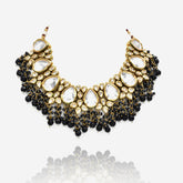 Nita Black Beads Kundan Necklace - The Pashm