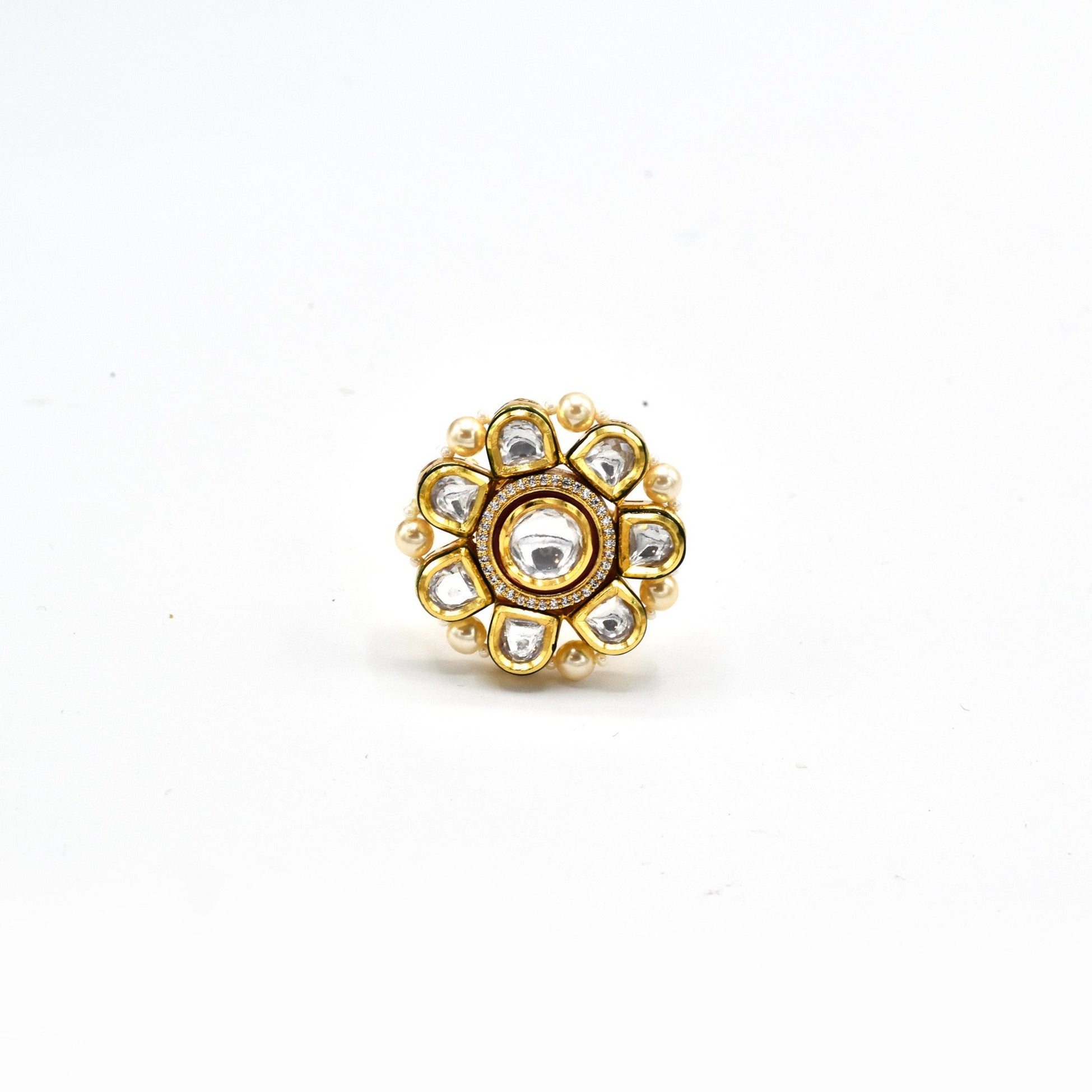 Zeba Kundan Pearl Ring - The Pashm