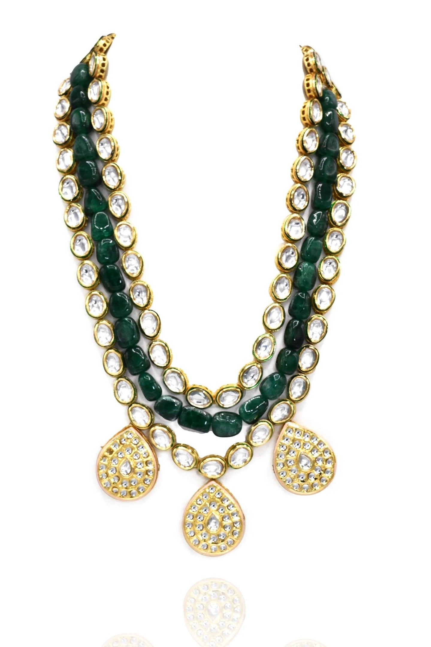 Zenobi Kundan Green Necklace Set - The Pashm