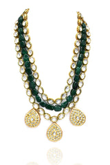 Zenobi Kundan Green Necklace Set - The Pashm