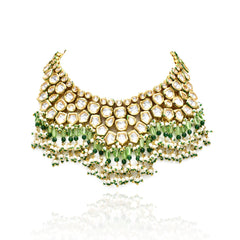 Aadhya Green Drops Kundan Necklace Mint Green - The Pashm