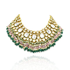 Faiza Pink Green Kundan Set - The Pashm