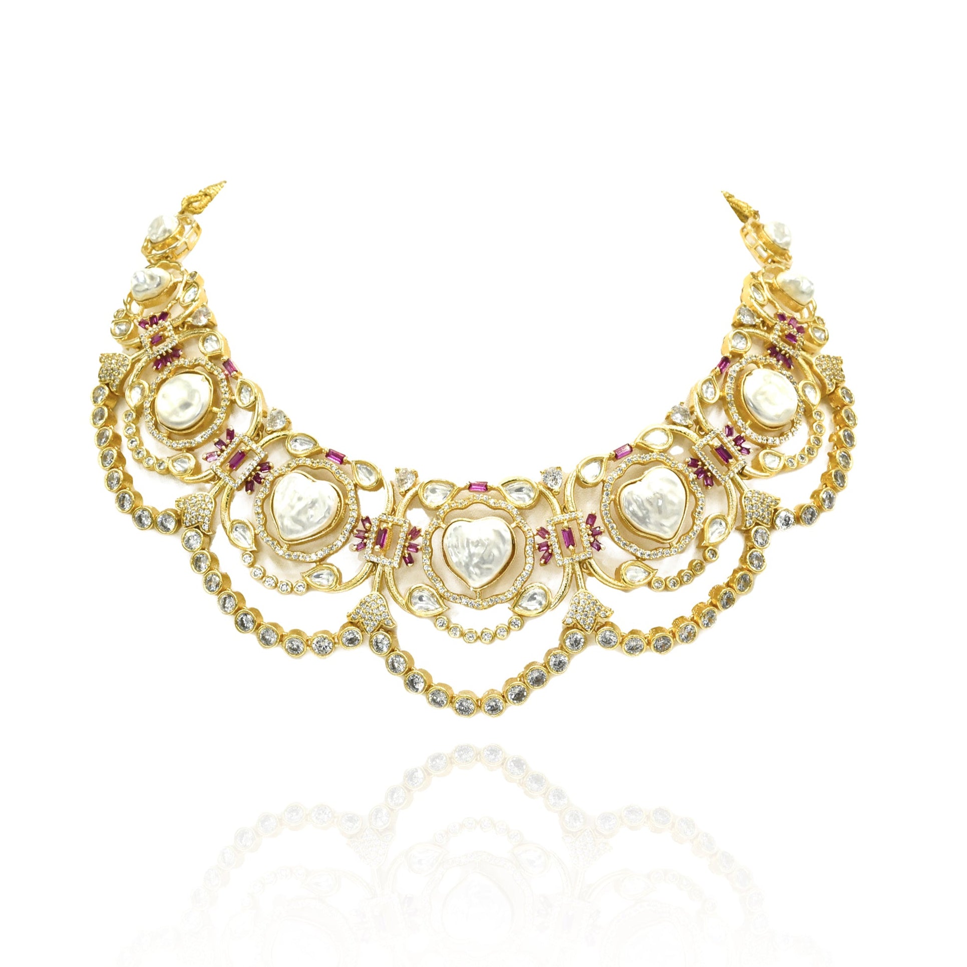 Pareez Polki MOP Gold Necklace Set - The Pashm