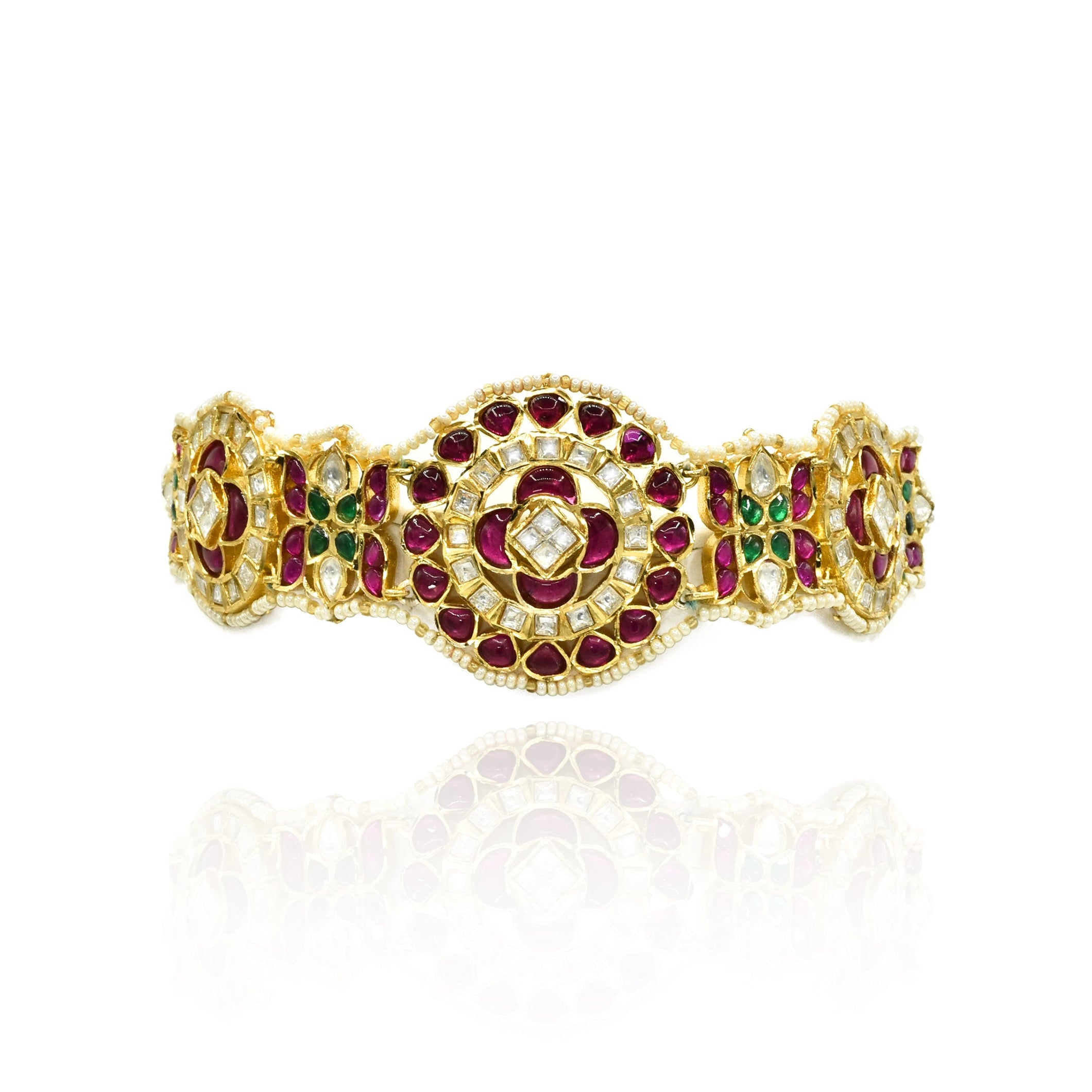 Divyara Pachi Kundan Red Choker Set - The Pashm