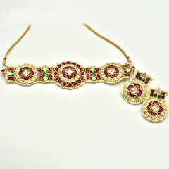 Divyara Pachi Kundan Red Choker Set - The Pashm