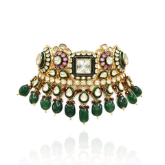 Siraya Green Meenakari Kundan Choker - The Pashm