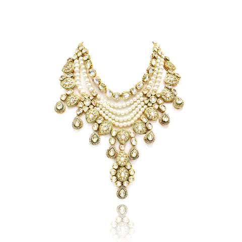 Mallika Pearl Kundan Necklace Set - The Pashm