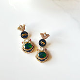 Vinya Lion Stone Earrings Green - The Pashm