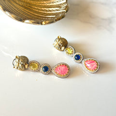 Rania Lion Multicolor Stone Drop Earrings The Pashm
