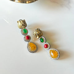 Rania Lion Multicolor Stone Drop Earrings The Pashm
