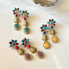 Mishka Lion Multicolor Flower Earrings - The Pashm