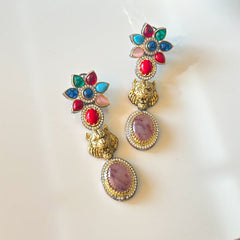 Mishka Lion Multicolor Flower Earrings - The Pashm