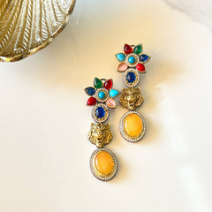 Mishka Lion Multicolor Flower Earrings - The Pashm