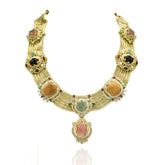Maharani Multicolor Cabochon Heritage Necklace Set - The pashm