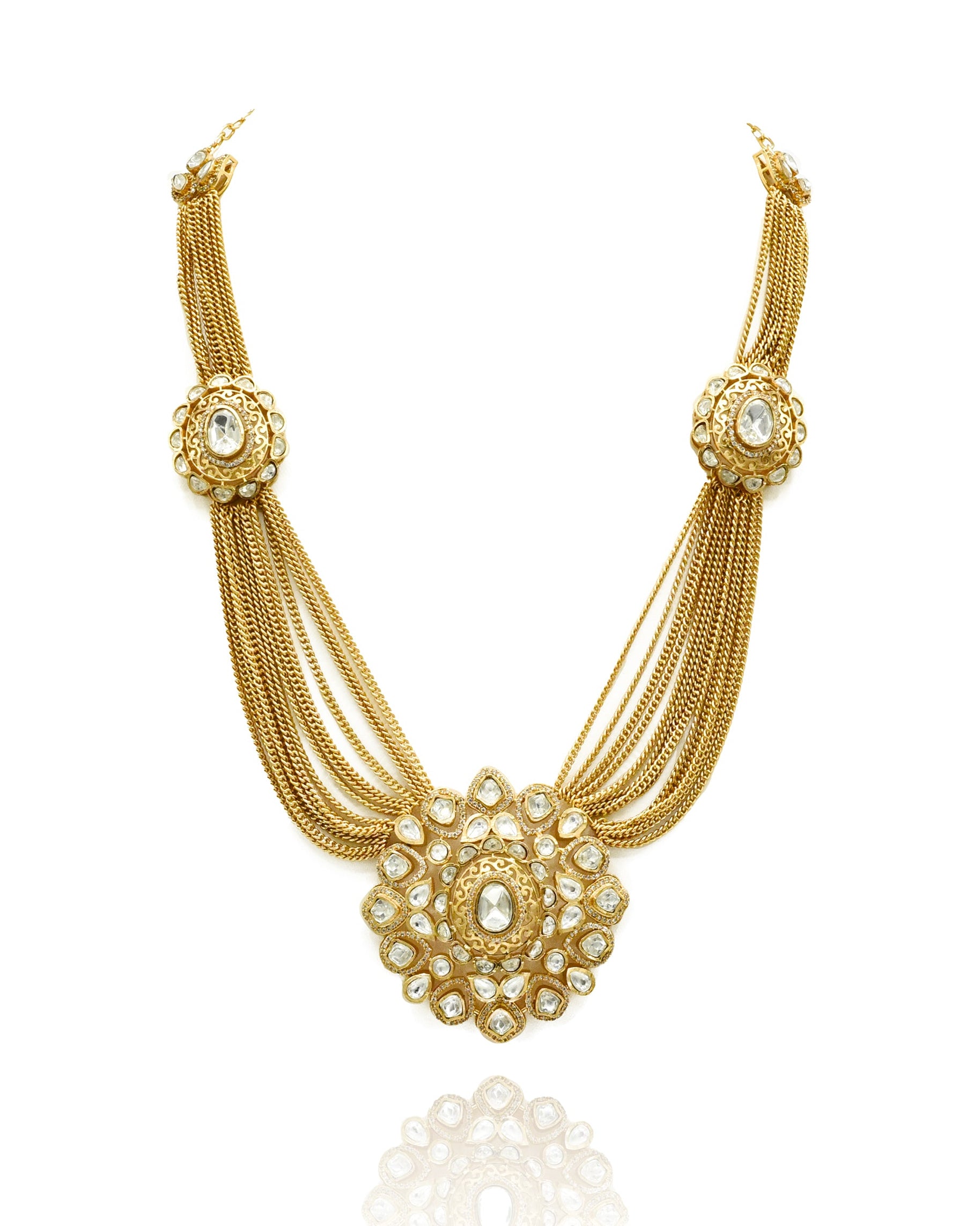 Nima Multi Chain Kundan Pendant Set - The Pashm