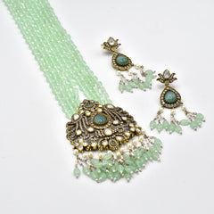 Chitra Antique Pendant Set Mint - The Pashm