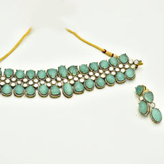 Tanishka Carved Stones Mint Choker - The Pashm