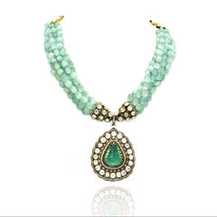 Riya Mint Green Polki Pendant Set - The Pashm