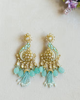Ishi Polki Paisley Tassel Earrings Mint - The Pashm