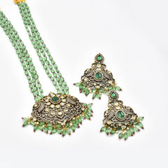 Anika Antique Mint Beads Pendant Set - The Pashm