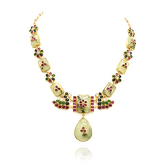 Giya Prehnite Encrusted Polki Necklace Set - The Pashm
