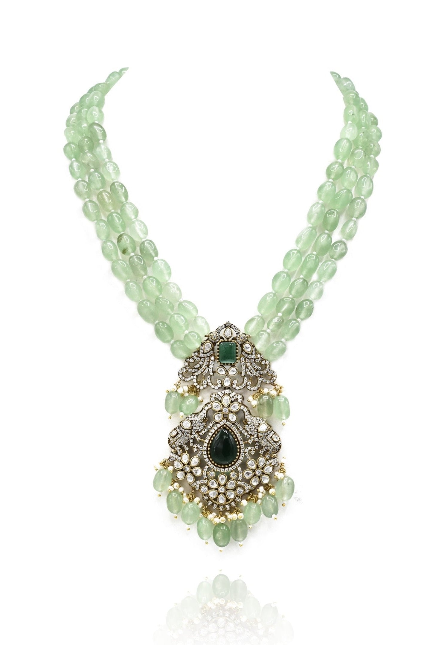 Pratyusha Antique Mint Pendant Set - The Pashm