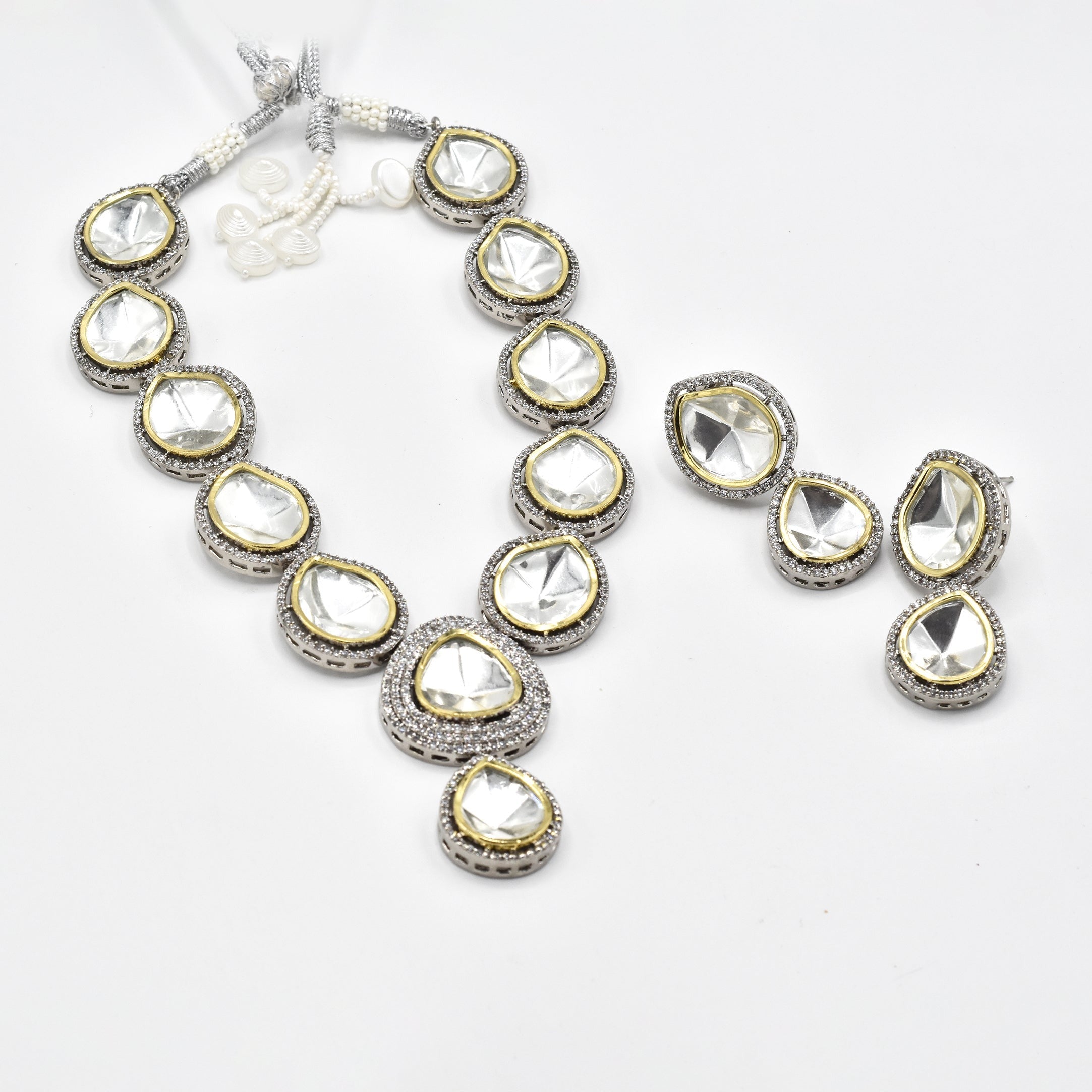 Prithi Moissanite Studded Pendant Necklace Set