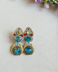 Omisha Blue Mosaic Statement Earrings - The Pashm