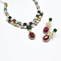 Sobhita Colored Stones Crystal Handmade Necklace - The Pashm