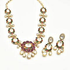 Eira Stone Encrusted Moissanite Pendant Set Multicolor - The pashm