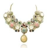 Zishani Heritage Mosaic Multicolor Cabochon Necklace Set - The Pashm