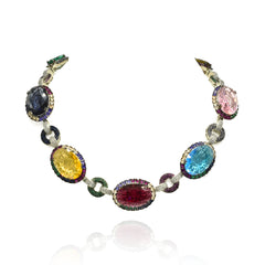 Ardena Multicolor Gemstone Statement Necklace Set - The Pashm