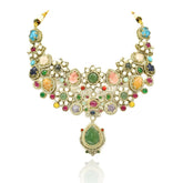 Shaima Multicolor Pearl & Cabochon Statement Necklace Set - The Pashm