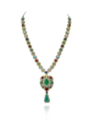 Sienna Multicolor Crystal Studded Pendant Set - The Pashm