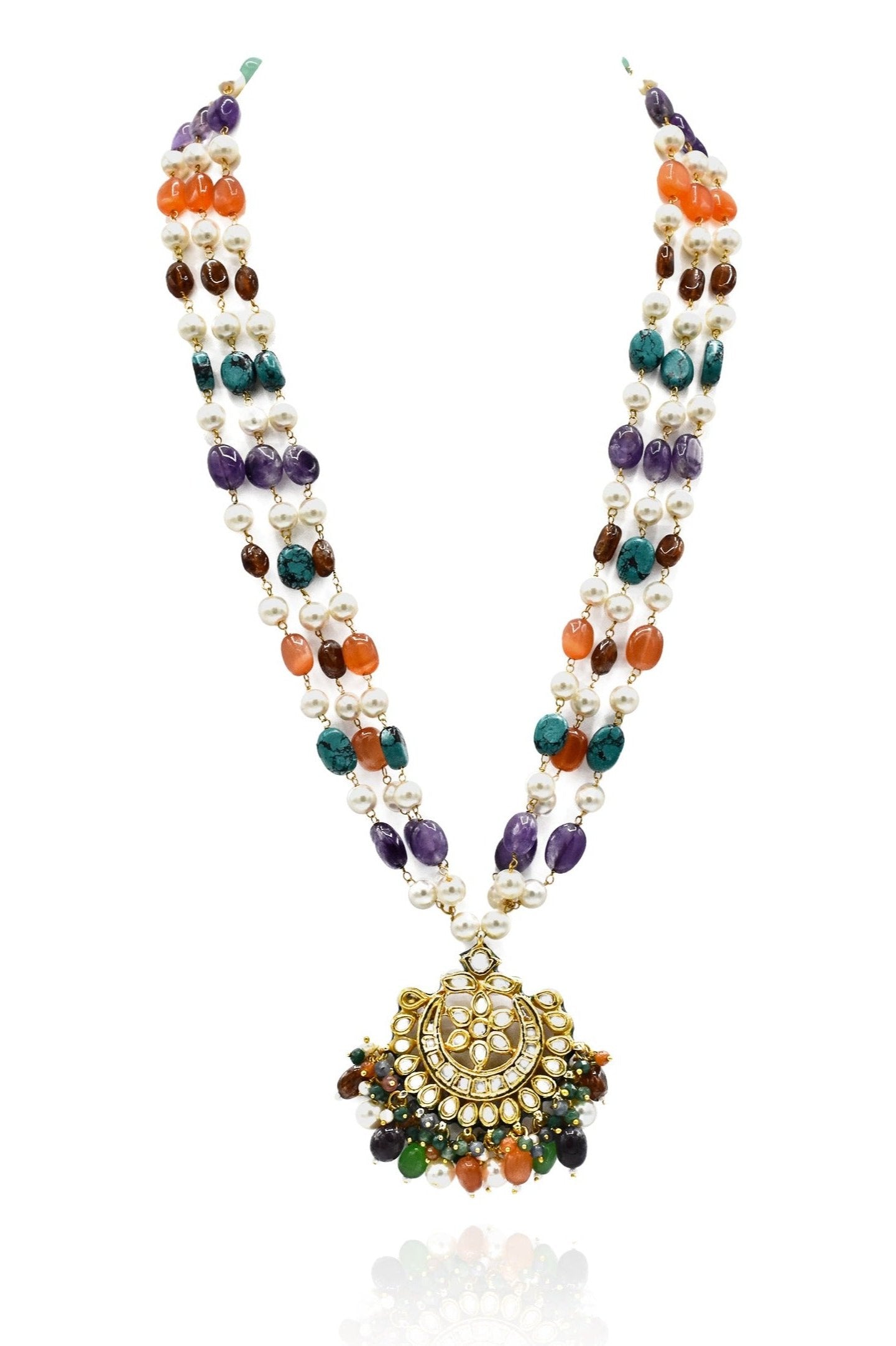 Amaal Multicolor String Kundan Pendant Set - The Pashm