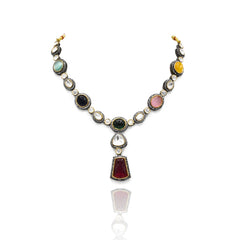 Fayza Colored Stones Antique Necklace - The Pashm