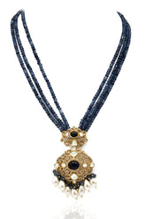 Udhhaya Antique Pendant Set Navy Blue - The Pashm
