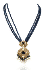 Udhhaya Antique Pendant Set Navy Blue - The Pashm