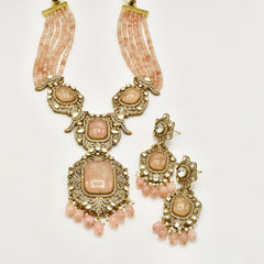 Yasmina Orange Crystal Necklace Set - The Pashm