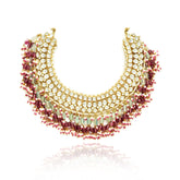 Gauri Pachi Kundan Mint Red Drops Necklace - The Pashm