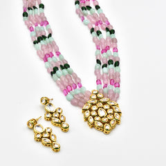 Nutan Pastel Multicolor Kundan Pendant Set - The Pashm