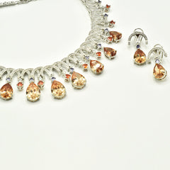 Mrinal American Diamond Champagne Drops Statement Necklace - The pashm