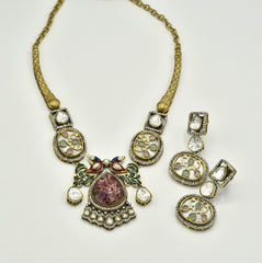 Rubab Polki Peacock Necklace Set